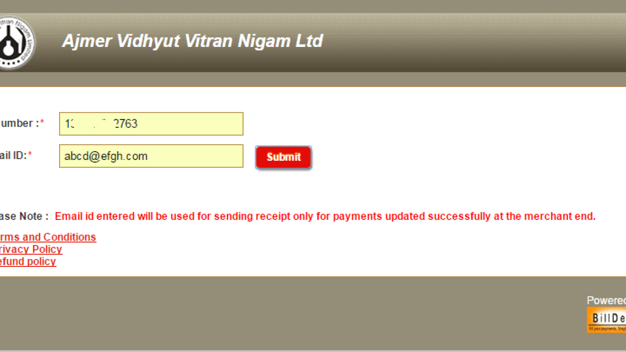 Avvnl Online Bill Payment Quick Pay Rajasthan Ajmer