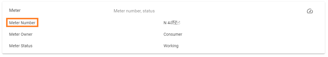 KWA Water Meter Number and Status