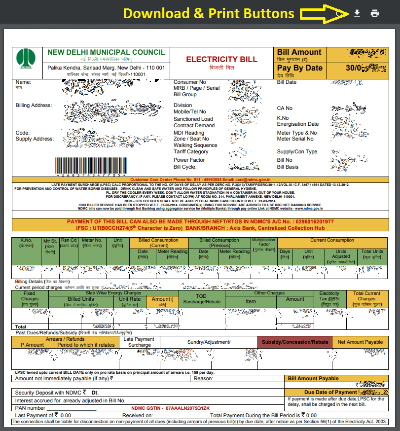 NDMC Bill Duplicate Copy Download
