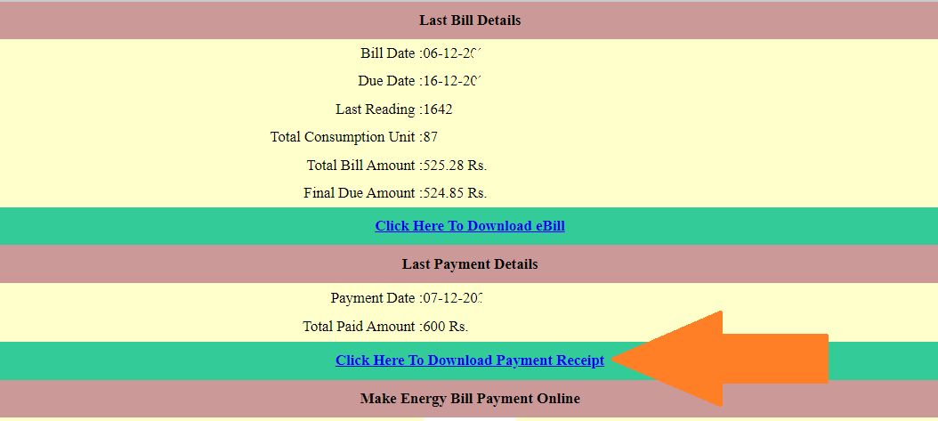 UGVCL Bill Receipt